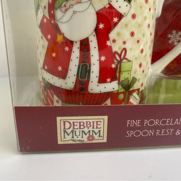 Debbie Mumm Christmas Mug Gift Set Tea Infuser Spoon Rest New Fine porcelain - Picture 7 of 11